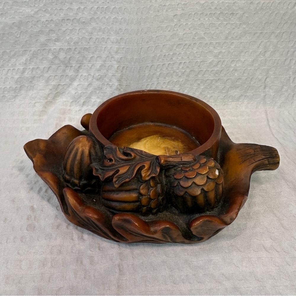 Dezine Ltd 1999 Hand Painted Acorn Tealight Candle Holder Resin Gothic Decor